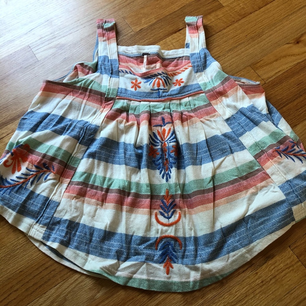 Free People Embroidered Swing Tank Top